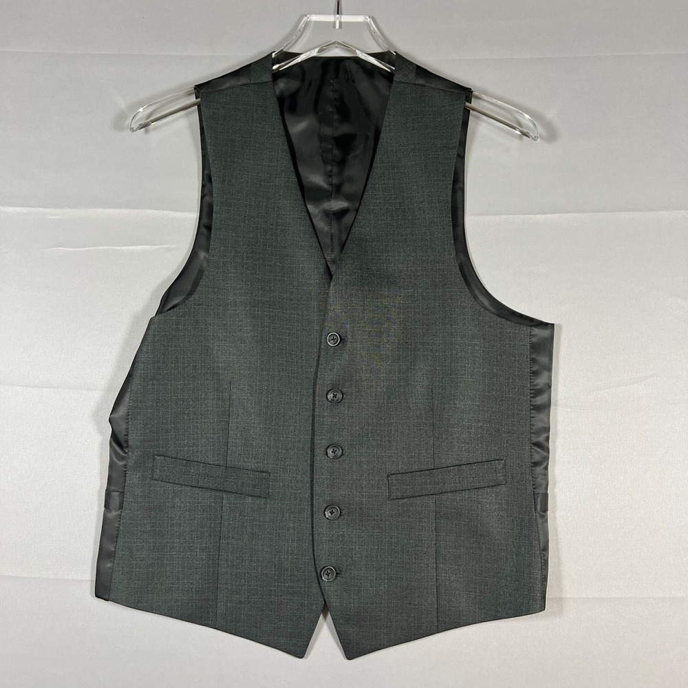 Kenneth Cole Reaction Waistcoat Mens Small Gray Double Vented Fully Lined Formal